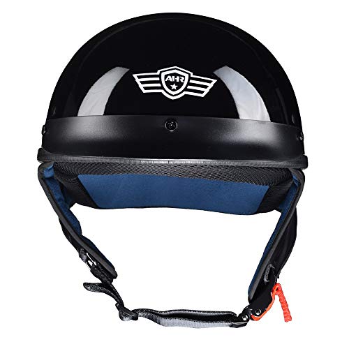AHR Half Face Motorcycle Helmet - Gloss Black XL