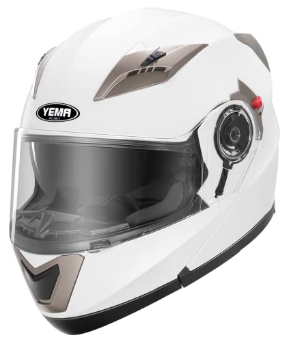 YEMA Modular Helmet - DOT Approved, White, XL