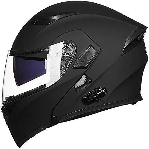 ILM Bluetooth Modular Motorcycle Helmet - Matte Black, Large