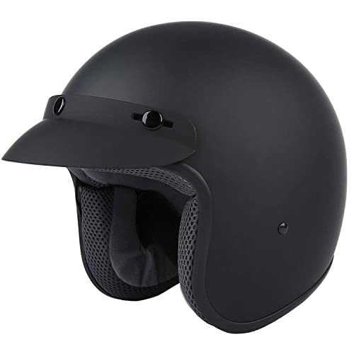 Matte Black Adult Open Face Motorcycle Helmet