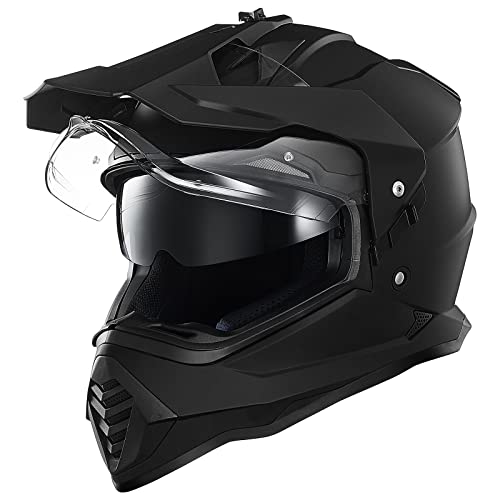 ILM Dual Sport Motorcycle Helmet, Matte Black 2XL