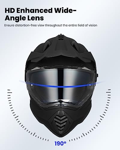 ILM Dual Sport Motorcycle Helmet, Matte Black 2XL