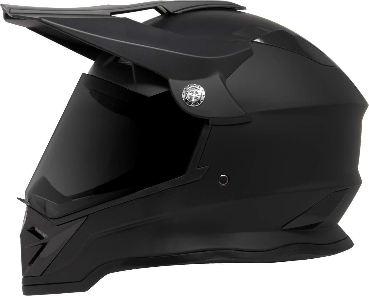Matte Black Dual Sport Motocross Helmet with Smoked Shield