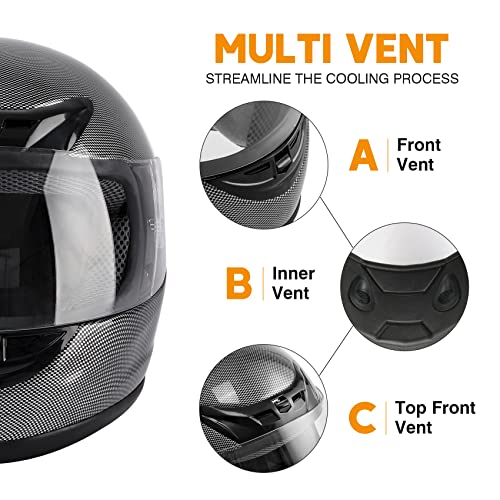 Carbon Fiber Flip Up Full Face Motorcycle Helmet (Large)