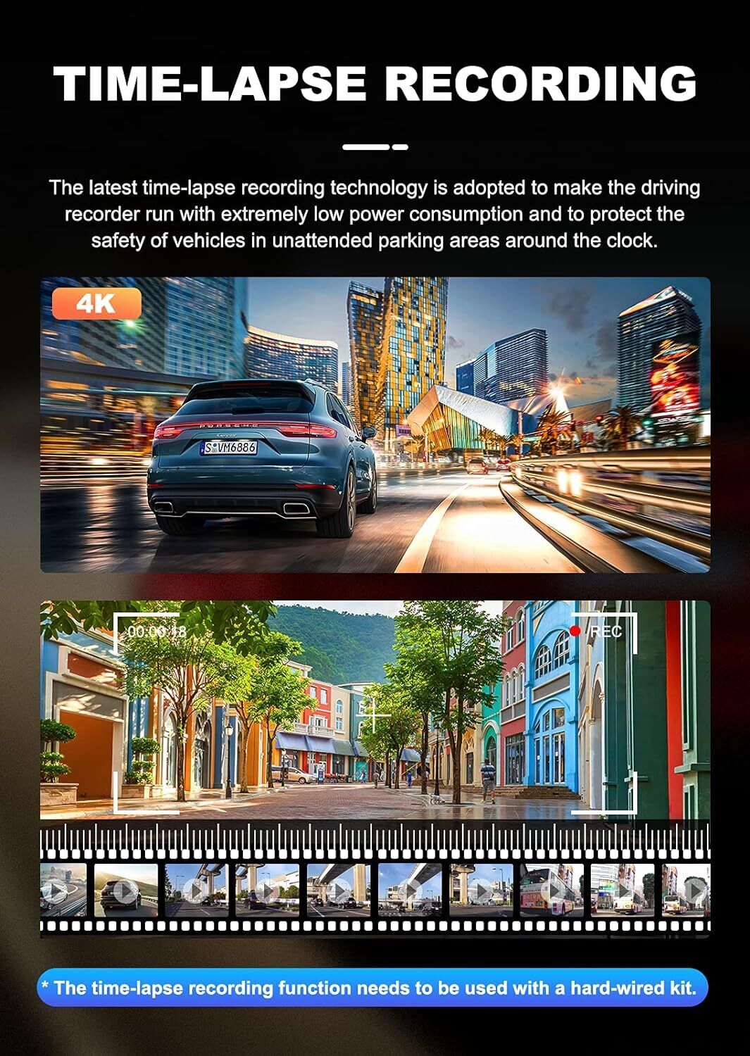 D530 4K Dash Cam Dual Front/Rear WiFi GPS 3