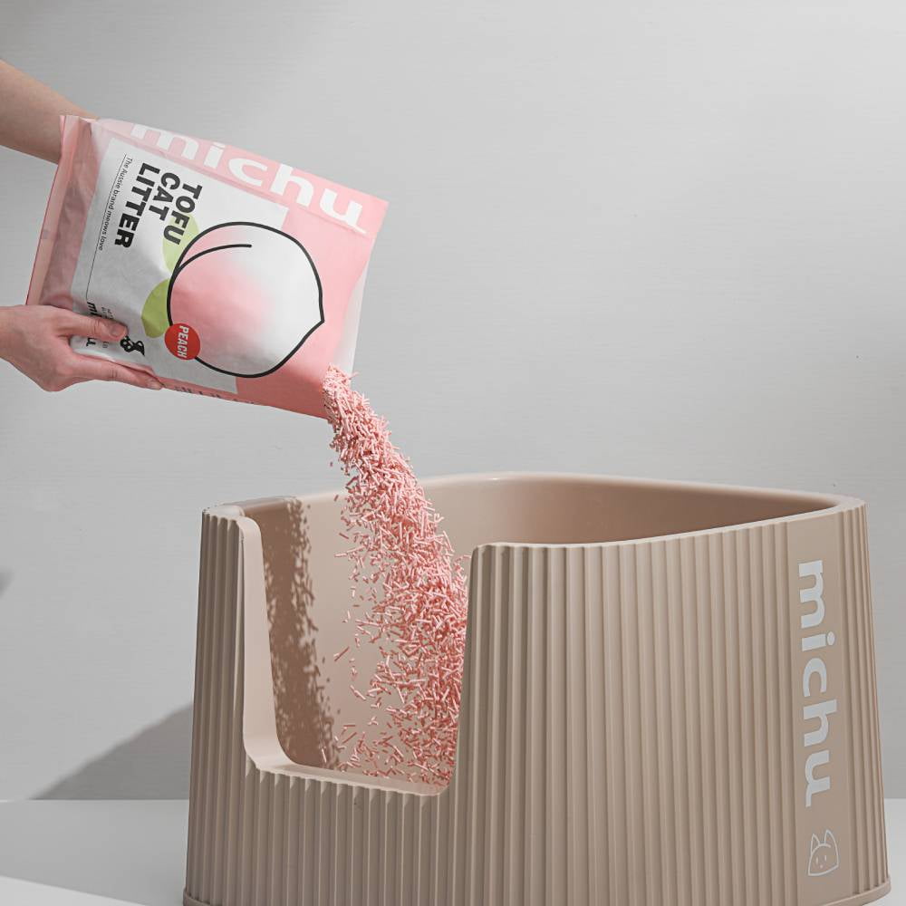 Michu Natural Clumping Tofu Cat Litter (Peach)