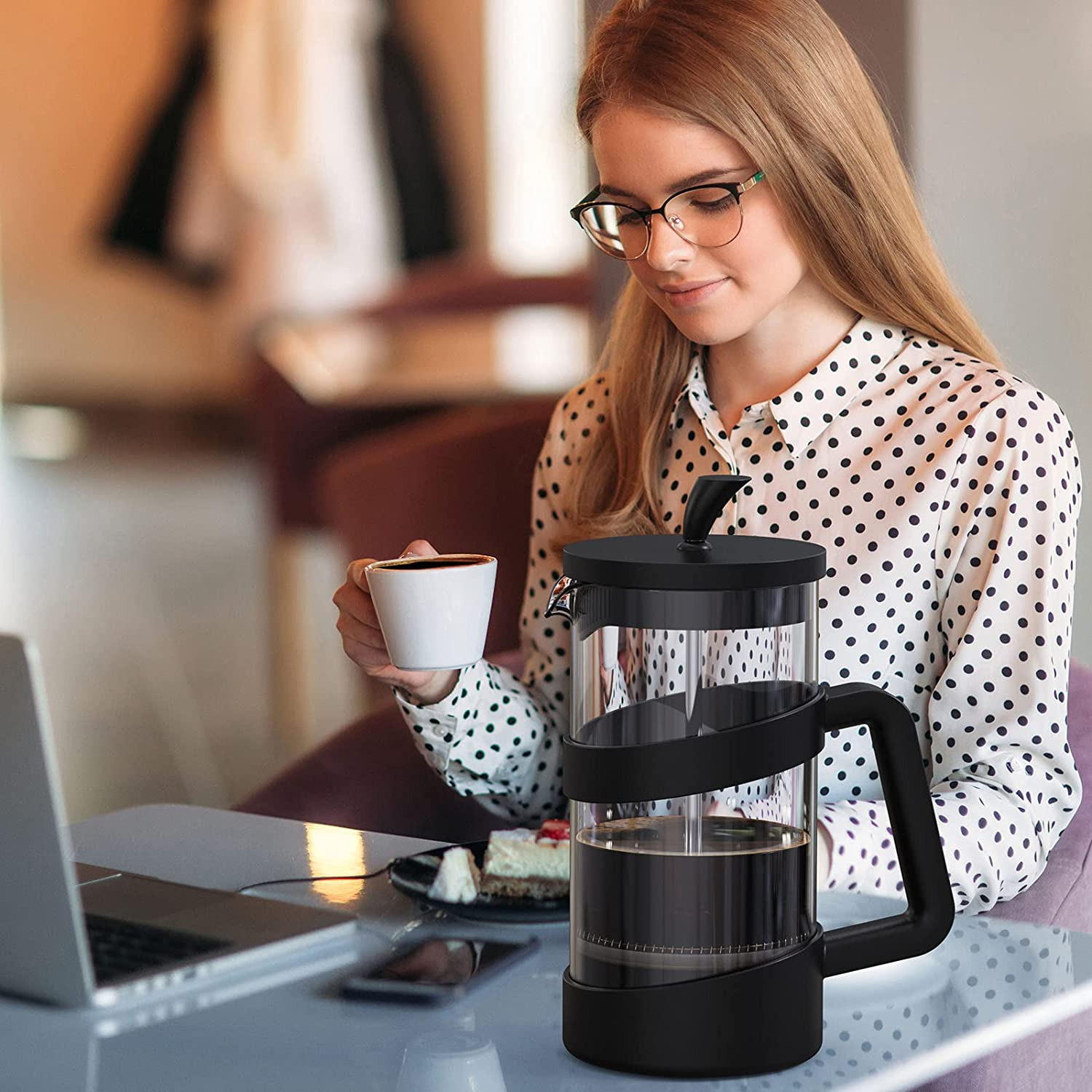 34 Oz Portable Glass French Press Coffee Maker