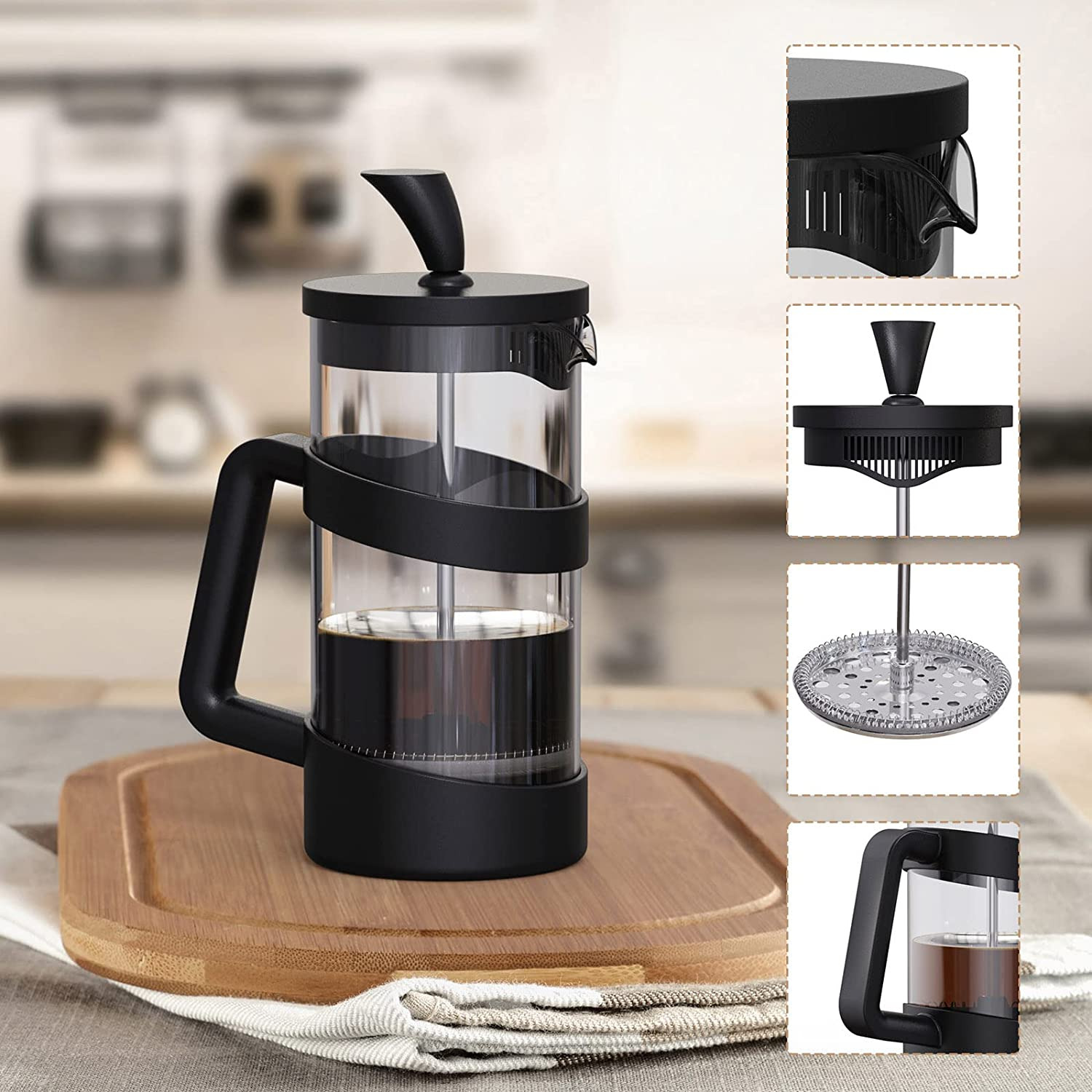 34 Oz Portable Glass French Press Coffee Maker