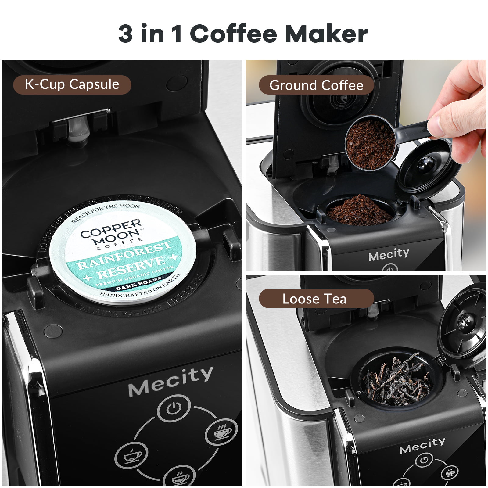 Mecity 3-in-1 Single Serve Coffee Maker
