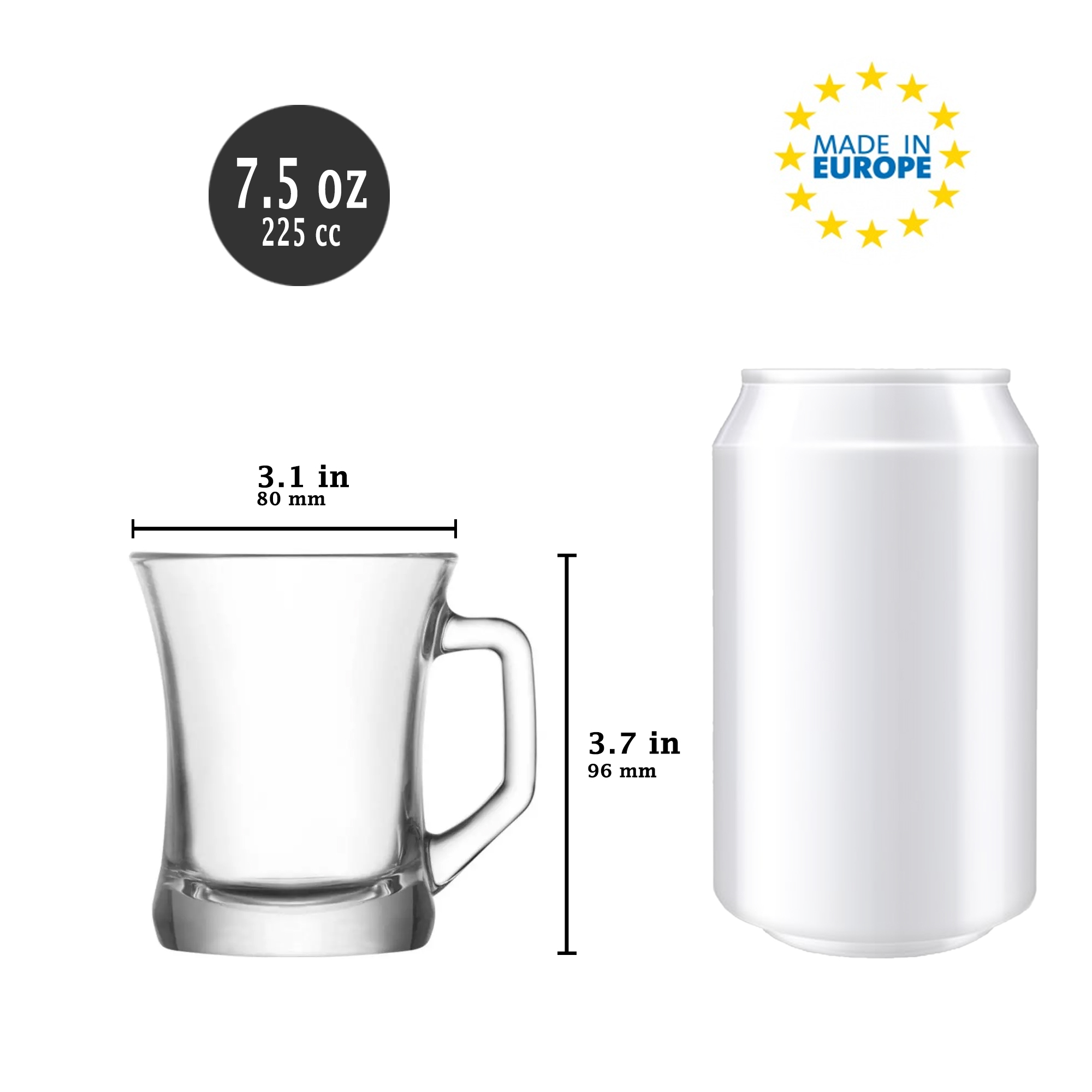 LAV Set of 6 Glass Coffee Mugs