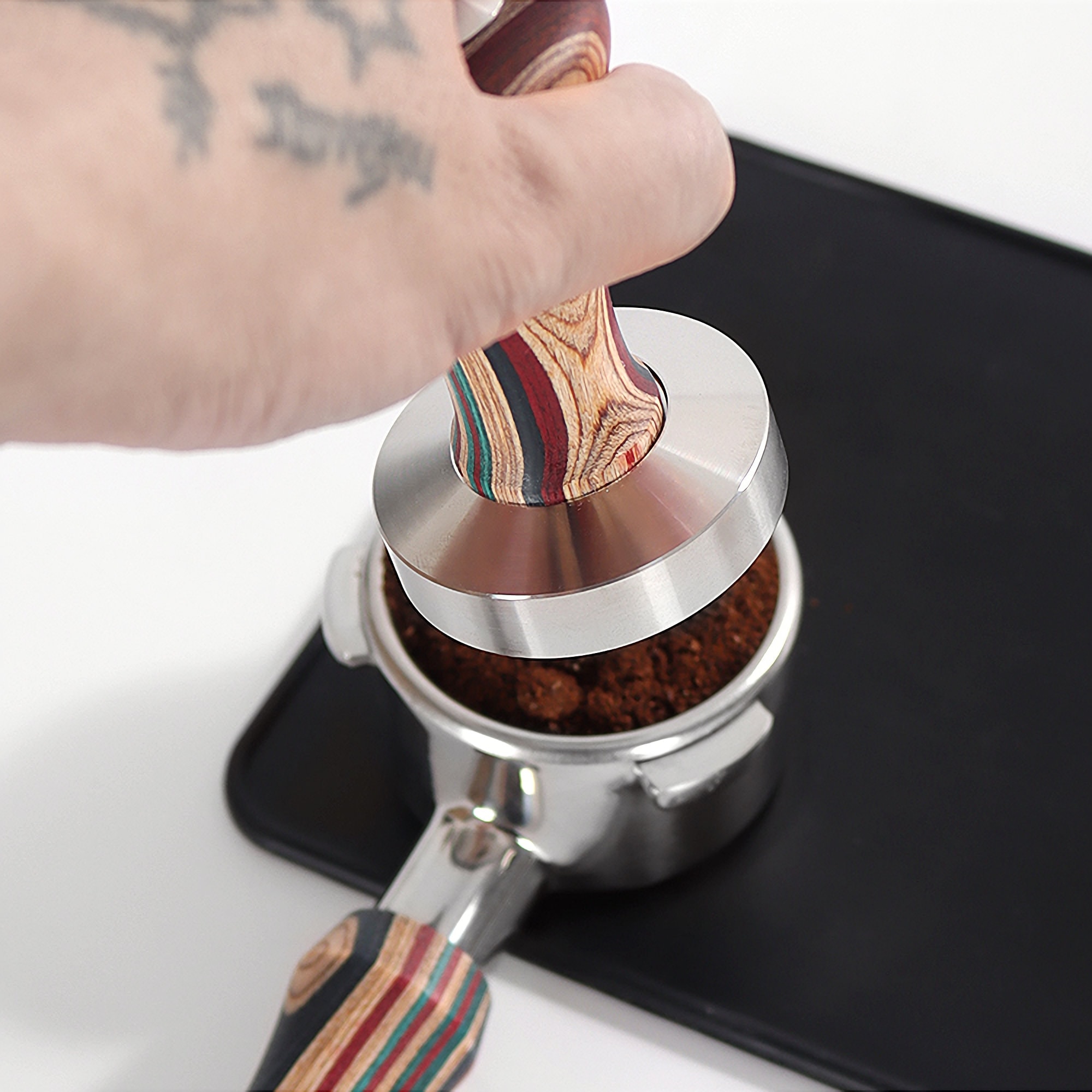 Wooden Espresso Tamper with Colorful Handle