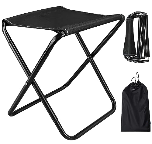 Portable Folding Camping Stool, 12.5in Height, Black, 1 Pack