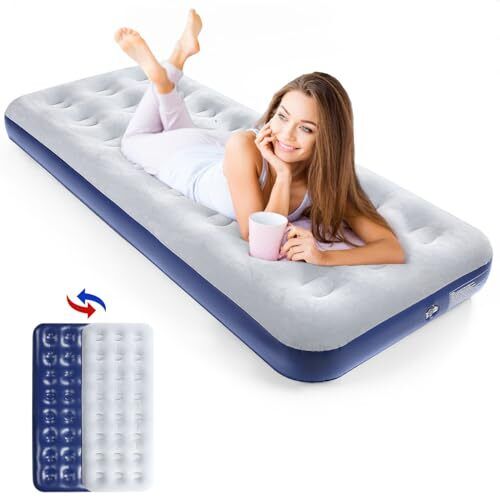 Inflatable Camping Air Mattress with Flocked Surface
