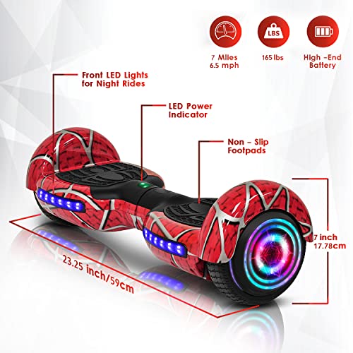 Emaxusa Bluetooth Hoverboard with LED Lights (Red)