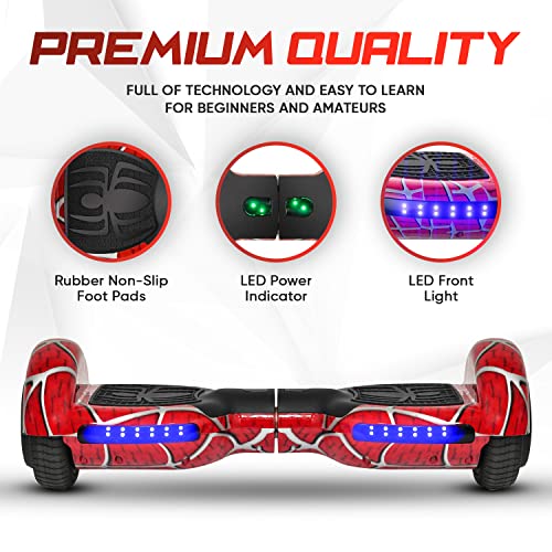 Emaxusa Bluetooth Hoverboard with LED Lights (Red)