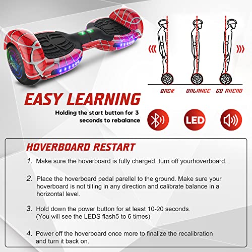 Emaxusa Bluetooth Hoverboard with LED Lights (Red)