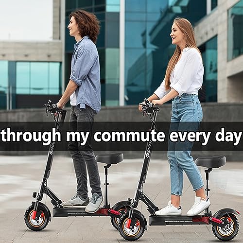 Electric Scooter with Seat, 500W Off Road Electric Scooter for Adults 10" Tire E Scooter 28MPH Adult Kick Scooter, 30 Miles Long Range Motor Scooter Electric with Dual Suspension System
