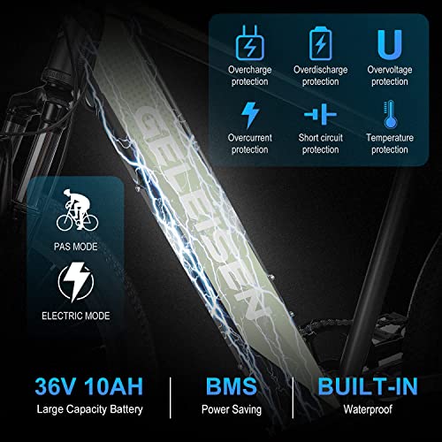 GELEISEN 26" Electric Mountain Bike, 350W Motor, Pedal Assist