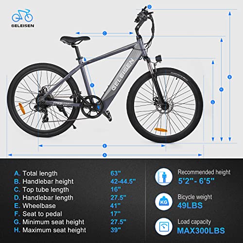 GELEISEN 26" Electric Mountain Bike, 350W Motor, Pedal Assist