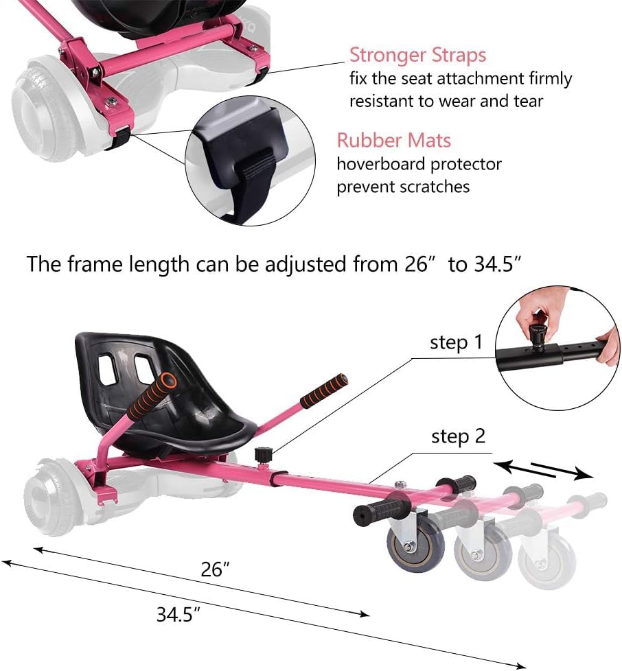 Pink hoverboard go kart conversion kit
