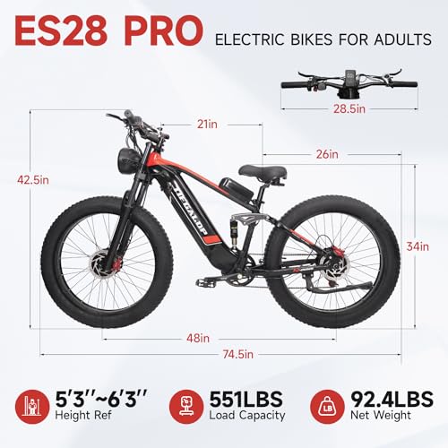 COFANSON 1000W Electric Bike with 33 MPH Speed