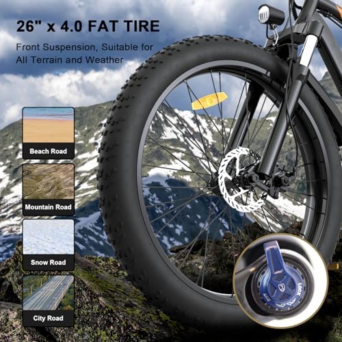 Aostirmotor 750W 26"×4" Fat Tire Electric Bike 