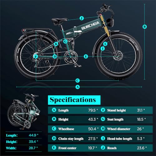 Burchoa 750W/1000W Foldable Electric Fat Tire Bike