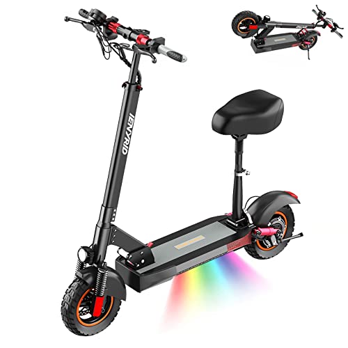 Electric Scooter with Seat, 500W Off Road Electric Scooter for Adults 10" Tire E Scooter 28MPH Adult Kick Scooter, 30 Miles Long Range Motor Scooter Electric with Dual Suspension System