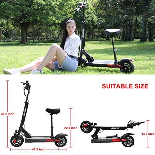 Electric Scooter with Seat, 500W Off Road Electric Scooter for Adults 10" Tire E Scooter 28MPH Adult Kick Scooter, 30 Miles Long Range Motor Scooter Electric with Dual Suspension System
