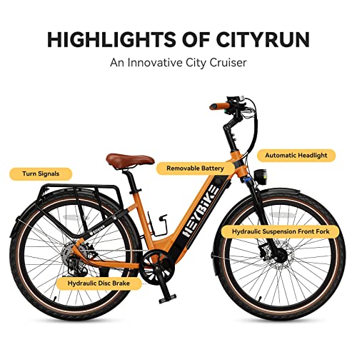 Heybike Cityrun Electric Cruiser Bike - Orange