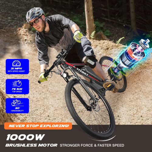 Vfamky 1000W Electric Mountain Bike with Suspension