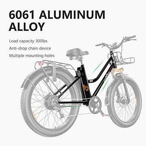 Asomtom Adult E-Bike, 3.0" Tires, 350W, 40 Miles