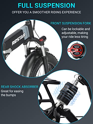 Ridstar Folding Full Suspension Electric Bike with Fat Tire