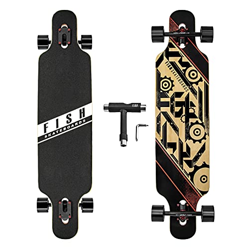 41-Inch Fish Longboard Skateboard, Complete Cruiser