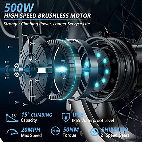 PEXMOR 27.5" 500W Electric Mountain Bike for Adults