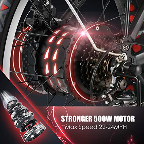 Speedrid SE2 20" *4.0 Folding Fat Tire Electric Bike for Adults, 500W Electric Fat Tire Bike with Mid Located Built-in 48V-10.4Ah (499Wh) Battery, Front Suspension Fork and Professional 7 Speed