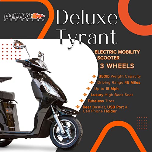 High-performance 3-wheel electric scooter w/basket