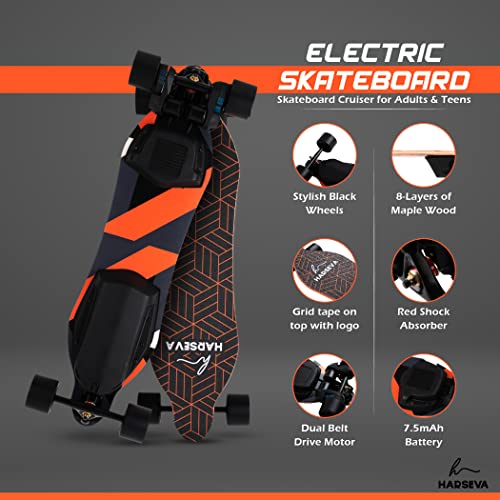 HARSEVA Motorized Electric Skateboard with LED Remote