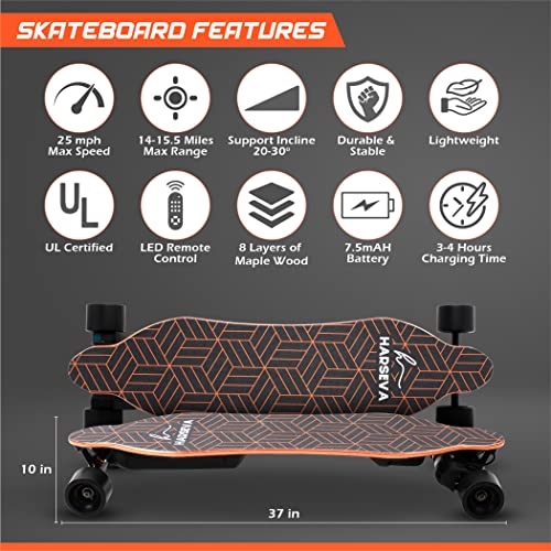 HARSEVA Motorized Electric Skateboard with LED Remote
