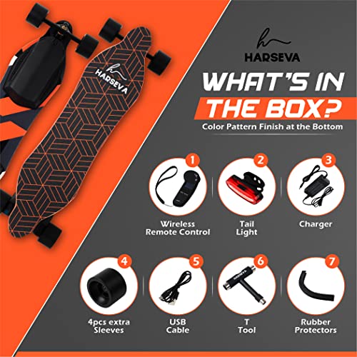 HARSEVA Motorized Electric Skateboard with LED Remote