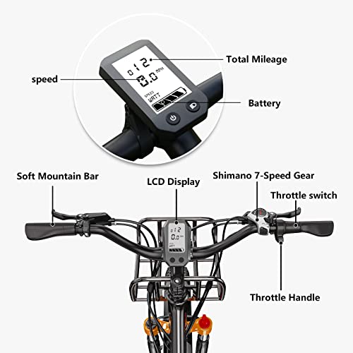 Asomtom Adult E-Bike, 3.0" Tires, 350W, 40 Miles