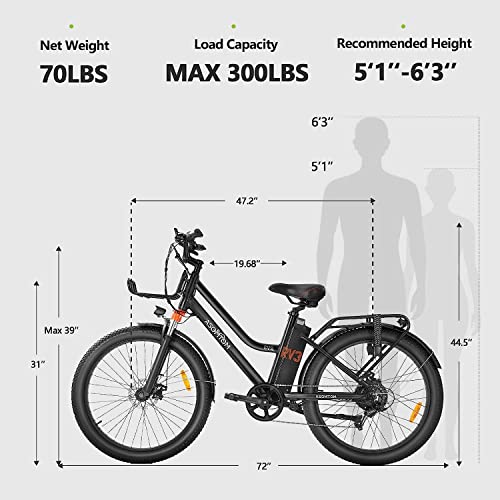 Asomtom Adult E-Bike, 3.0" Tires, 350W, 40 Miles