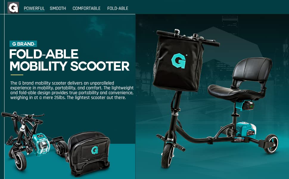 G Folding 3 Wheel Electric Mobility Scooter