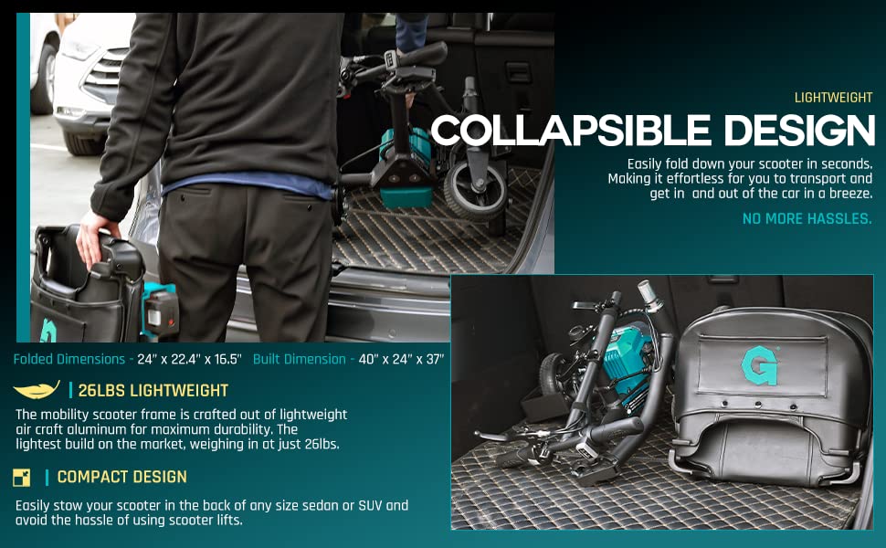 G Folding 3 Wheel Electric Mobility Scooter