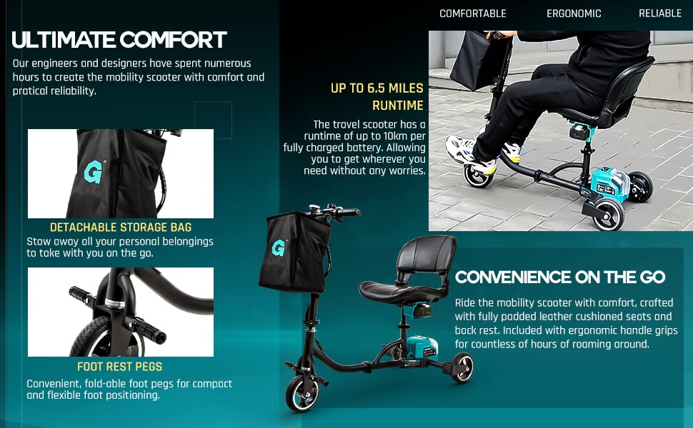 G Folding 3 Wheel Electric Mobility Scooter