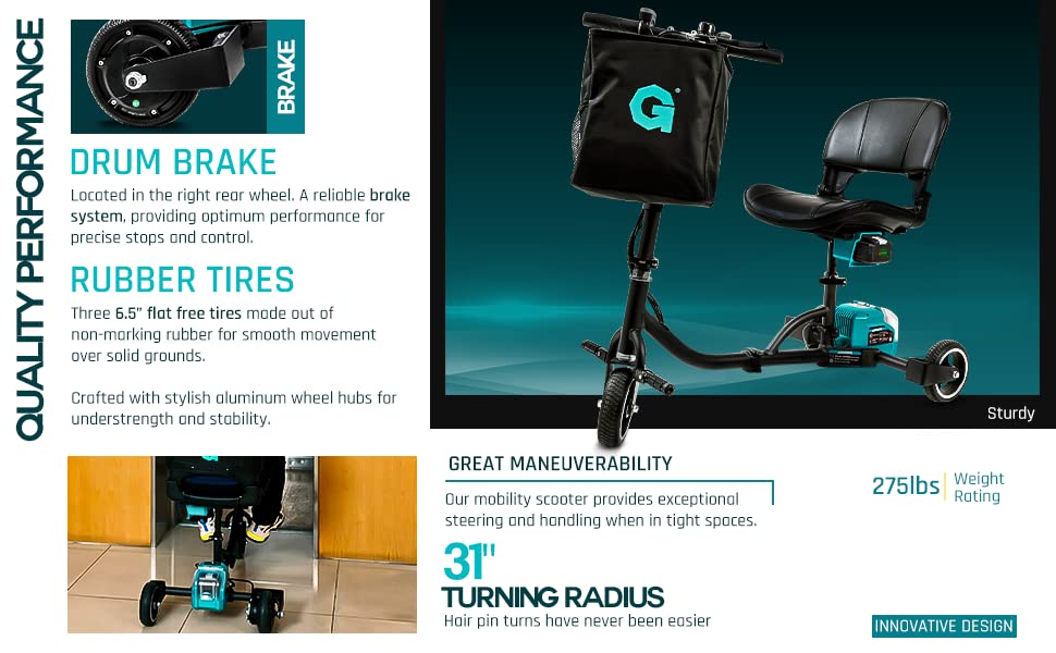 G Folding 3 Wheel Electric Mobility Scooter