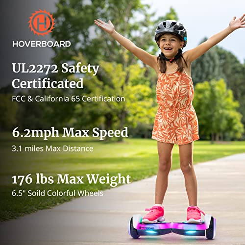 Pulse Hoverboard for Kids Ages 6-12, 6.5"Self-Balancing Scooter with Music Speaker & 6 Colorful Lights Modes, Electric Hover Board for Adults Kids Gift, UL2272 Certified