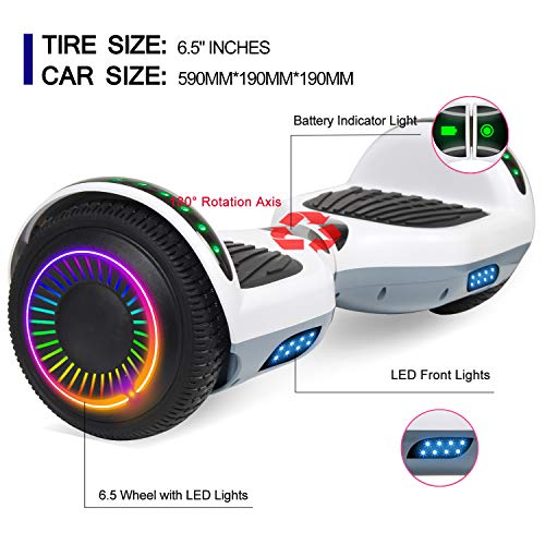 Felimoda LED Hoverboard with Speaker, 6.5" for Kids