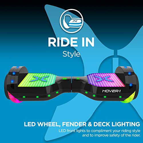 Hover-1 Astro Electric Hoverboard | 7MPH Top Speed, 9 Mile Range, 5HR Run-Time, Built-In Bluetooth Speaker, Rider Modes: Beginner to Expert, Certified & Tested, Black
