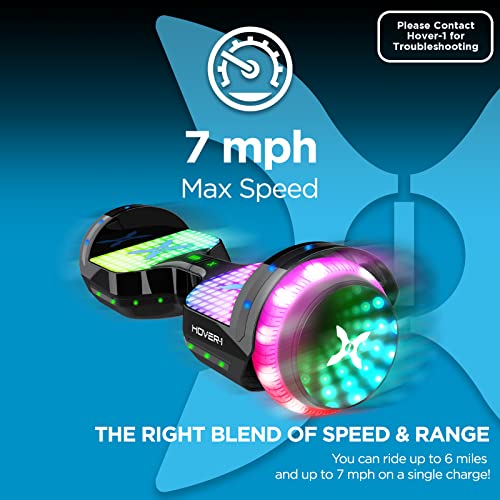 Hover-1 Astro Electric Hoverboard | 7MPH Top Speed, 9 Mile Range, 5HR Run-Time, Built-In Bluetooth Speaker, Rider Modes: Beginner to Expert, Certified & Tested, Black
